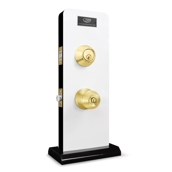 Entry Door Knob Combo Lock Set With Deadbolt Set Of 2, Keyed Alike, Solid Brass, 2PK